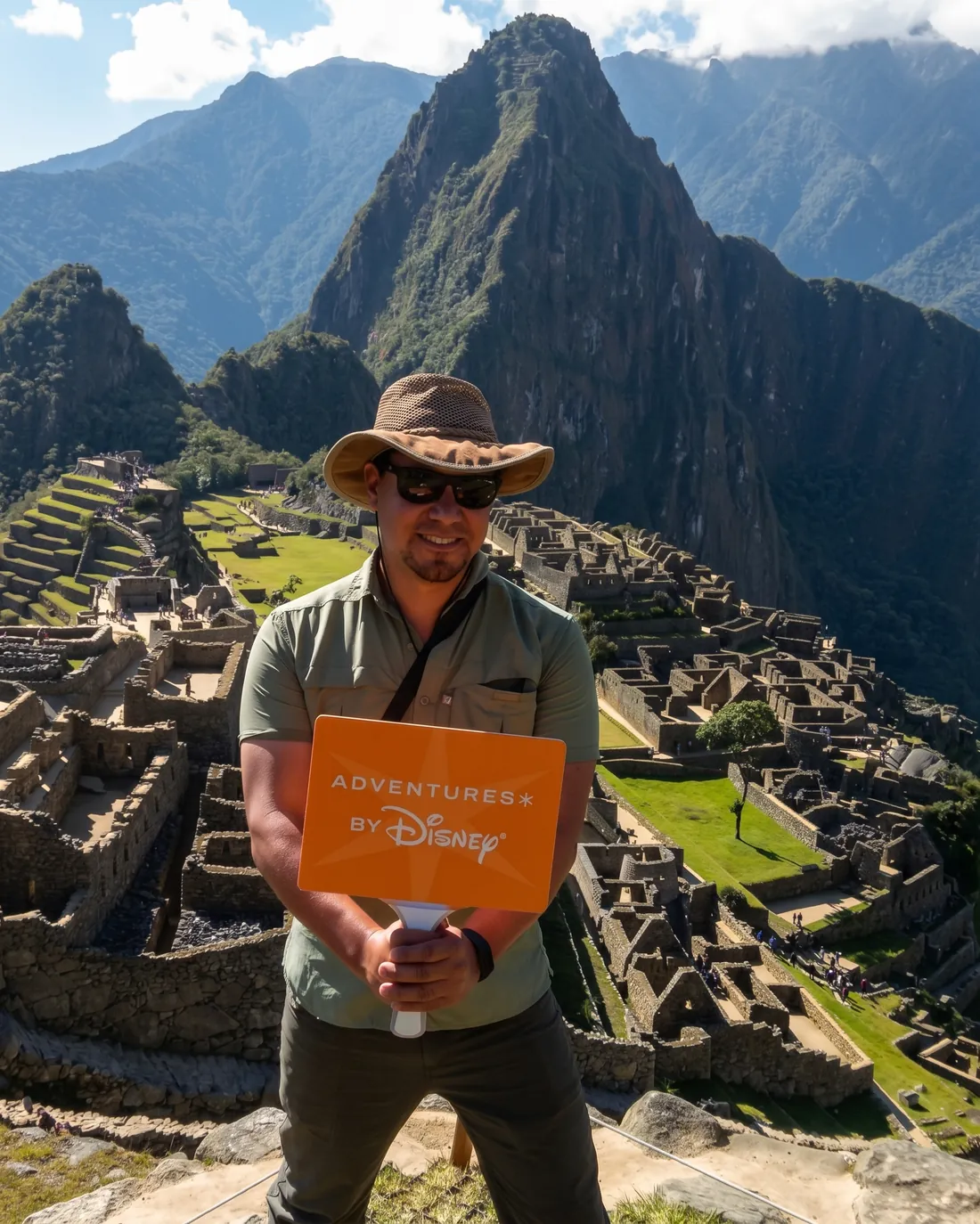 Diego guiding an Adventures by Disney group at Machu Picchu