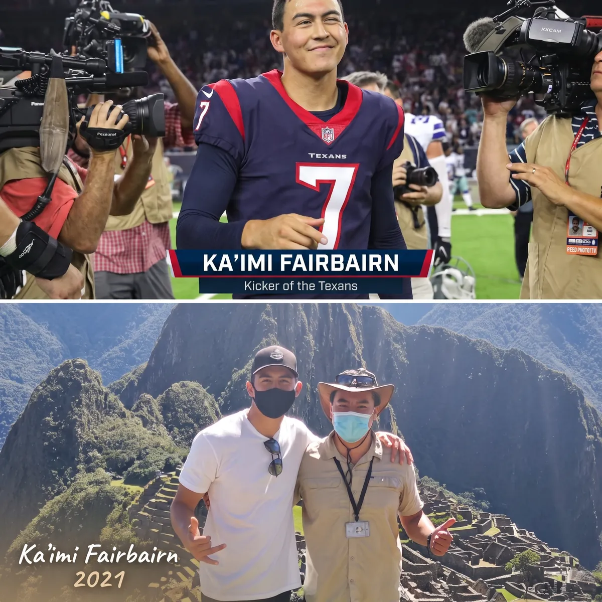 Diego with Ka'imi Fairbairn at Machu Picchu, 2021